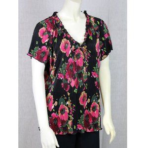 Cute black floral blouse shirt